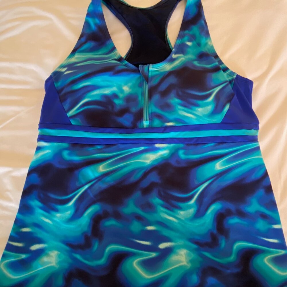 Lands End Tankini Top Racerback style Blue